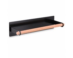 Magnetische keukenpapierhouder – Hout & Metaal – Zwart – 28x6x8 cm – Stevig & Stijlvol