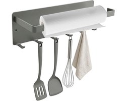 Magnetische Keukenrolhouder zonder Boren, Wandgemonteerde Houder van Koolstofstaal, Grijze Keukenaccessoire voor Keuken en Badkamer