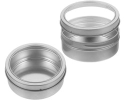 Magnetische Kruidenbussen - Opbergblikjes - Keuken Organiseren - Met Doorzichtig Deksel - 9 x 9 x 3.5 cm - Zilver