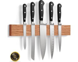 Magnetische Messenhouder - Acacia Hout - Messenmagneet 40 cm - Magnetische messenstrip - Keuken Magneetstrip - Met 3M Plakstrip en Schroeven