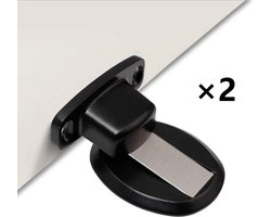 Magnetische metalen deurstoppers - met accessoires - 2-pack - zwart