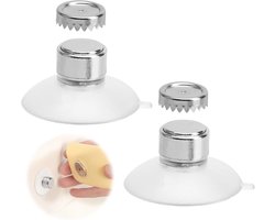 Magnetische zeephouder voor de badkamer - 2 stuks - Zeephouders magnetisch met zuignap - Aan de muur - Zonder Boren - Roestvrij staal - Voor Wastafel, Douche en Badkuip, Keuken - Zilver