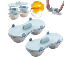 Magnetron Eierkoker - 2 Stuks - Eipocheerder - Eierstoompan - Kook Er Twee Tegelijk - Maakt 2 Eieren - Egg Poacher - Gepocheerde Eier Maker - Eierkoker - Microwave Egg Boiler - Hittebestendige Koker - Keukengereedschap - PP - Snel Ontbijt - Blauw