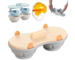 Magnetron Eierkoker - Eipocheerder - Eierstoompan - Kook Er Twee Tegelijk - Maakt 2 Eieren - Egg Poacher - Gepocheerde Eier Maker - Eierkoker - Microwave Egg Boiler - Hittebestendige Koker - Keukengereedschap - Met deksel - PP - Snel Ontbijt - Oranje