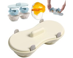 Magnetron Eierkoker - Eipocheerder - Eierstoompan - Kook Er Twee Tegelijk - Maakt 2 Eieren - Egg Poacher - Gepocheerde Eier Maker - Eierkoker - Microwave Egg Boiler - Hittebestendige Koker - Keukengereedschap - Met deksel - PP - Snel Ontbijt - Wit