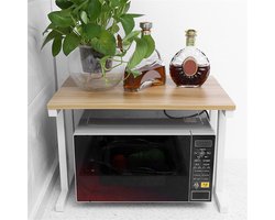 Magnetron Rek Keuken – 2-Laags Keuken Organizer – Ruimtebesparend Oven Rek – Sterke Magnetron Standaard – Counter Shelf Opbergrek – Wit