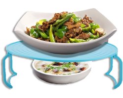 Magnetron Stoomrek - Magnetronrek - Met Handvat - Magnetron Stoomrek - Magnetron Opvouwbare Dienblad - 23,5 x 8 cm - Magnetron Dienblad - Stoomrek - Blauw