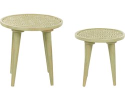 MAHARO - Bijzettafel set - Lichtgroen - Mangohout