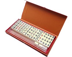 Mahjong Set - Speelstenen Spel - Gezellige Spelavonden - Compleet Met Rekjes - 144 Stuks - Rood