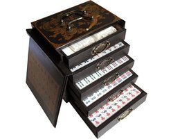 Mahjong spel - in houten kist zwart S