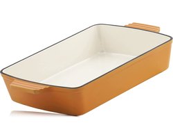Mahlzeit Gietijzeren ovenschaal hoekig 3,8 liter | Sunny Orange | Gietijzeren emaille | Lasagnevorm hoog, ovenvormen, pure geëmailleerd, braadvorm, ovenvorm, braadpan, ovenschaal rechthoekig
