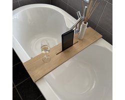Maison DAM - Badplank eikenhout transparant matte lak - 85x20x3cm - Met Tablet uitsparing - Rubio Monocoat