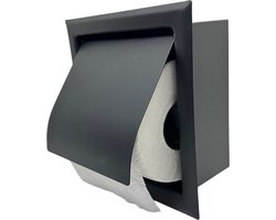 Maison DAM - Inbouw Toiletrolhouder - Mat zwart - RVS - Wc rolhouder