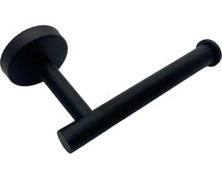 Maison DAM - Toiletrolhouder - Mat Zwart - Boren - Industriële WC rolhouder - Hoge kwaliteit RVS - Zwart - Staand - Liggend