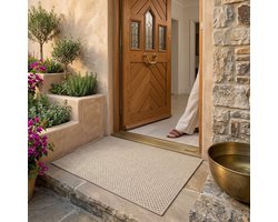 Maison Elara Deurmat voor binnen, geweven antislip binnendeurmat, absorberend en wasbaar, vloermat voor entree, terras, huisdieren - Kaki, 43x75 cm