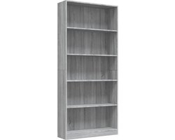 Maison Exclusive - Boekenkast 80x24x175 cm bewerkt hout grijs sonoma eikenkleurig