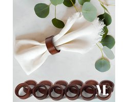 MAISONÉ Houten Servetringen Set van 12 – Japandi Tafeldecoratie – Servettenhouder voor Stoffen, Linnen & Katoenen Servetten – Natuurlijk Hout – Luxe Diner & Kersttafel