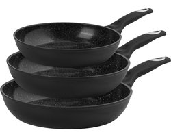 Maison & Kitchen - Koekenpan Inductie Koekenpannenset PFAS vrij serie - 3 delig pan - inductie pannen Ø 20, 24 & 28 cm - koekenpannen - Keramische Pannenset - Zwart