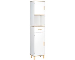 Maison Nordique - Badkamermeubel - Badkamer kast - Badkamerkasten - Badkamerkasten hoog - Staande badkamerkast - met lade - Wit