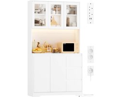 Maison Nordique - Buffetkast wit - Buffetkasten - Buffetkast keuken - Kasten - Keukenkast - Stopcontact - Led verlichting - Wit
