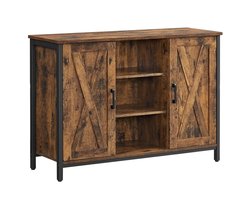 Maison Nordique - Dressoir Kast - Dressoir kasten - Dressoir - Dressoir hout - 100x35x70cm - Boekenkast - 2 deuren - Bruin