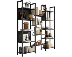 Maison Nordique - Kast - Boekenkast - Open kast - Vakkenkast - Openkast idustrieel - open kast met planken - 24x158x166CM - Zwart