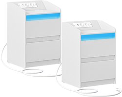 Maison Nordique - Nachtkastje - Nachtkastjes set van 2 - ruimte besparend - 35x40x58cm - Nachtkastje met stopcontact - Zwart