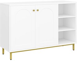 Maison Nordique - Woonkamer kast - Kasten - Halkastje - Kast - Haltafel met lades - Halmeubel - Stevig onderstel - Wit