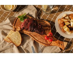 Maison Punic – Bois Fumé Olijfhouten Serveerplank 40 cm – Tapas & BBQ Plank – Duurzaam Mediterraan Design – Perfect als Cadeau