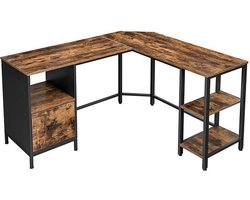 Maison’s Hoekbureau – Bureau – Bureautafel – Industrieel – Met kast – 3 planken – 137x150x75