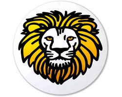 Majestueuze gele leeuwenkop - Leeuw rond schilderij - Wandobject rond dier - Digital Art - Decoratie muurcirkel Forex - Abstracte schilderijen - muurcirkel forex 40x40 cm