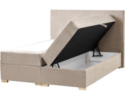 MAJOR - Boxspring - Taupe - 140 x 200 cm - Polyester