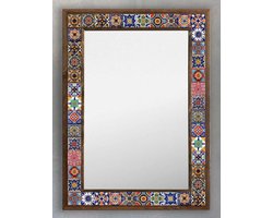 MAK40 - Wandspiegels - Wanddecoratie -Woonaccessoires - Home - Moederdag - Huisspiegel - Natuurstenen Mozaïekfiguur - Spiegels - 43X63 cm Alex – Verjaardagscadeau – Wonen - Blauw - Groen - Rood - Geel - Bruin - Rechthoek - Multi - Met lijst