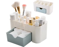 Make-up cosmetica organizer opbergdoos 6 sorteervakken inclusief lade 21 x 11 x 9.5 cm crème - Kleur Roze