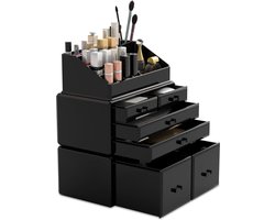Make-up Cosmetische Organizer Opbergladen Display Dozen Case met Laden - Zwart - Voor 6D make up tafel