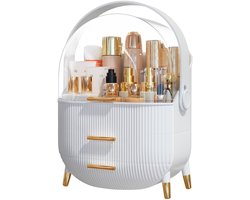 Make-up Cosmetische Organizer Skincare-opbergers Make-up Organizer - Cosmetische displaykoffers met transparant deksel, Skincare-opbergers voor badkamercounter, slaapkamer kaptafel, lipstickorganizer, wit