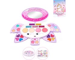 Make up Doos Meisjes- kinder speelkoffer(met Themastickers)-Veiligheid- Kinderen Make-up Sets voor meisjes - Veilig & Echt Wasbaar Rollenspel Kids Make Up Kit Meisjes Speelgoed met Cosmetische Case voor Meisjes