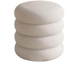 Make-up Kruk - Kaptafel Stoel - Comfortabel Zitten - Huidvriendelijke Stof - Rond Design - Ecru
