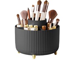 Make-up opberger, huidverzorgingsdoos organizer, make-up tafel organizer, make-up kwasten organizer, make-up organizer, roterend, badkamer organisatie, schoonheidsproducten, cosmetica, parfum - Zwart