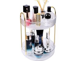 Make-up Organiser 2 Lagen, 360° Draaibare Cosmetische Kaptafel Organiser, Huidverzorging Parfum Organiser, Transparant, Grote Capaciteit, voor Parfums en Make-up, Huidverzorging.