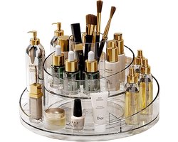 Make-up Organizer 360° Draaibare Acryl Cosmetische Organizer voor Parfum en Sieraden, Grote Cosmetische Doos voor Slaapkamer, Badkamer, Kantoor, Beauty Organizer voor Kaptafel, Transparant.