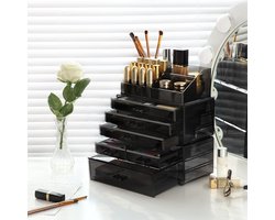 Make-up organizer, acryl cosmetische opbergdoos, displays, lippenstift, nagellak, kerstcadeau, sieraden, zwart JKA009BK