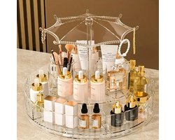 Make-up Organizer-Cosmetische opbergdoos roterende transparante cosmetische opberg cilinder kaptafel tafelblad grote capaciteit mond rode oogschaduw opbergrek