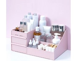Make-Up Organizer - Kleur: Roze - Luxe Organizer - MakeUp Opbergdoos - Make-Up Bewaarbak - Bureau / Desk Organizer - Sieradendoos - Cosmetica Opberger - Make-Up Doos - Make-Up Organizer - Hoge Kwaliteit - Luxe Organizer voor Make-up & Sieraden