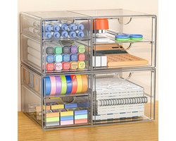 Make-up organizer met 7 laden - Bureaubenodigdheden bureau-organizer - Doorzichtige bureauaccessoires - Stofbestendige lade-organizer - Opbergoplossing voor make-up en sieraden make up tafel