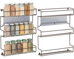 Make-up Organizer – opbergdoos met 3 schuifladen voor oogschaduw, lippenstift en nog veel meer. – Make-up box van kunststof voor de badkamer, marmerkleur., Bronskleuren, Verpakking van 2