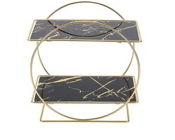Make-up organizer - Opbergrek - Kruidenrek plateau - Keukenorganizers - Opbergbox make-up - Opbergdoos cosmetica - Skincare organizer - Beauty en parfum organizer - Parfumhouder - Staand - Voor badkamer en make-up tafel - Goud met zwarte planken