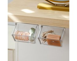 Make up organizer - Organizer - Opbergmand - Opbergdoos - Spiegelkast - kabel organiser - ladekast - make up Opbergmand- cosmetica organizer - badkamerkast - badkamermeubel - doorzichtige wit - 2 stuk