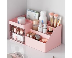 Make-up Organizer voor Kaptafel Badkamer Transparante Lade Cosmetische Opbergkast Vitrinekast met Borstelhouder Bureau Aanrecht Kunststof Cosmetische Doos Schoonheidsorganisatie
