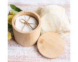 Make up pad houder - Bamboe pad houder - natuurlijk - herbruikbare make up pad